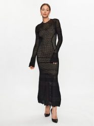 TWINSET Sukienka dzianinowa 232TP3100 Czarny Regular Fit. Czarne sukienki damskie Twinset, l, bez wzorów, z dzianiny, bez kołnierzyka, bez ramiączek. Za 2,339.00 zł.