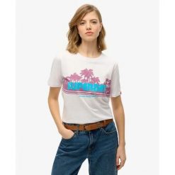 T-shirt casual w paski dla kobiet Superdry. Białe t-shirty damskie Superdry., xs, bez wzorów, bez kołnierzyka. Za 153.60 zł.