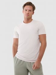 4F Koszulka sportowa w kolorze kremowym rozmiar: M. Brązowe t-shirty sportowe męskie 4f, m, z materiału, bez ramiączek, na fitness i siłownię. Za 68.95 zł.