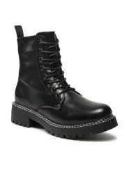 Jenny Fairy Trapery WS5218-05-B Czarny. Czarne trapery damskie Jenny Fairy, ze skóry, bez obcasa. Za 95.99 zł.