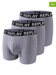 Replay Underwear Bokserki (3 pary) w kolorze szarym rozmiar: S. Szare bokserki męskie Replay Underwear, bez wzorów, z bawełny. Za 43.99 zł.