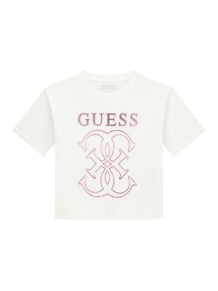 Guess T-Shirt J6RI22 K8HM4 Biały Regular Fit. Białe koszulki dziewczęce Guess, z aplikacjami, z bawełny, bez ramiączek. Za 119.99 zł.