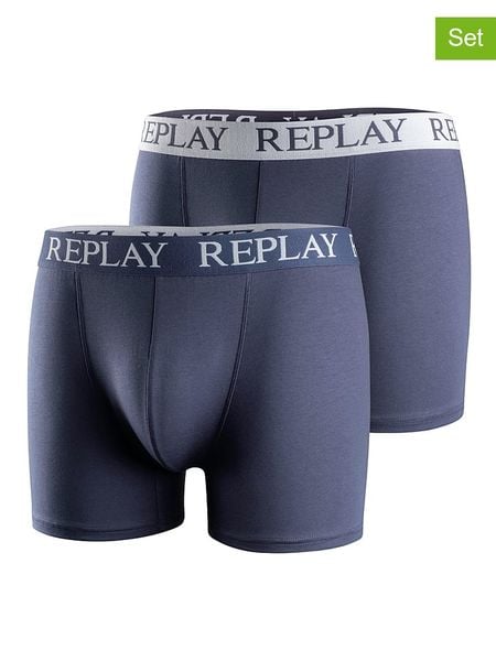 Replay Underwear Bokserki (2 pary) w kolorze granatowym rozmiar: M. Niebieskie bokserki męskie Replay Underwear, bez wzorów. Za 43.99 zł.