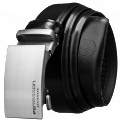 Pasek męski Peterson PTN A005 BLACK czarny. Czarne paski męskie Peterson, bez wzorów, z jeansu. Za 79.99 zł.