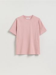 T-shirt regular z bawełny - jasnofioletowy. Fioletowe t-shirty męskie Reserved, l, bez wzorów, z bawełny, bez kołnierzyka. Za 49.99 zł.