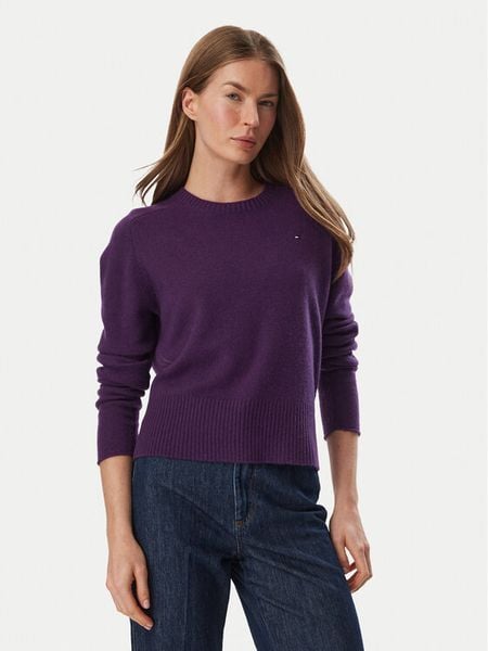 Tommy Hilfiger Sweter WW0WW51432 Fioletowy Regular Fit. Fioletowe swetry klasyczne damskie Tommy Hilfiger, xl, z wełny, bez kołnierzyka. Za 649.99 zł.