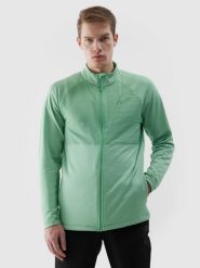 4F Bluza do biegania w terenie rozpinana bez kaptura męska - zielona 3XL. Zielone bluzy bez kaptura męskie 4f, bez wzorów, z dzianiny, sportowe, bez kołnierzyka, bez ramiączek. W wyprzedaży za 99.99 zł.