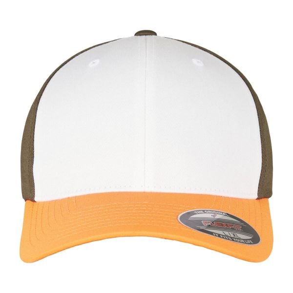 Czapka Z Daszkiem 3 Tone. Białe czapki męskie FLEXFIT, bez wzorów, z bawełny. Za 73.99 zł.