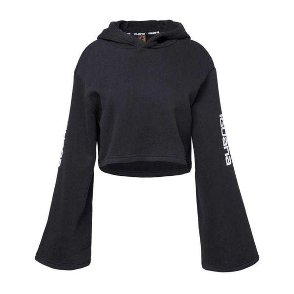 Bluza Damska Pirumo Flared Crop Z Kapturem. Czarne bluzy sportowe damskie IGUANA, s, bez wzorów, z bawełny, bez ramiączek, długie, z kapturem. Za 396.12 zł.