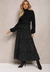 Czarna Rozkloszowana Spódnica Dzianinowa Maxi z Wiskozy Nich. Czarne spódniczki damskie Renee, bez wzorów, z dzianiny, maxi, rozkloszowane. Za 119.99 zł.