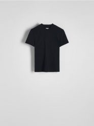T-shirt regular - czarny. Czarne t-shirty damskie Reserved, l, bez wzorów, z bawełny, bez kołnierzyka. Za 29.99 zł.