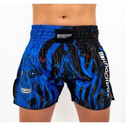 Szorty czaszki Knockout KickBox. Niebieskie szorty męskie KNOCKOUT, bez kołnierzyka. Za 151.79 zł.