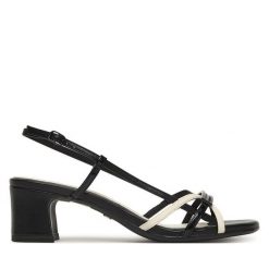 Sandały Tamaris. Czarne sandały damskie Tamaris, bez wzorów, bez obcasa, na słupku. Za 269.99 zł.