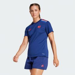 Koszulka France Rugby Home Supporter. Niebieskie bluzki damskie Adidas, s, bez wzorów, z materiału, bez kołnierzyka. W wyprzedaży za 99.50 zł.