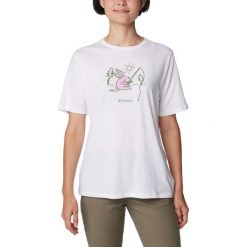 Koszulka damska Columbia Bluebird Day Relaxed Crew Neck z krótkim rękawem. Białe t-shirty damskie Columbia, m, bez wzorów, z bawełny, bez kołnierzyka. W wyprzedaży za 116.00 zł.