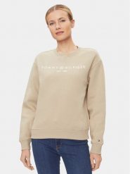 Tommy Hilfiger Bluza WW0WW39791 Beżowy Relaxed Fit. Brązowe bluzy bez kaptura damskie Tommy Hilfiger, xl, z bawełny. Za 249.99 zł.