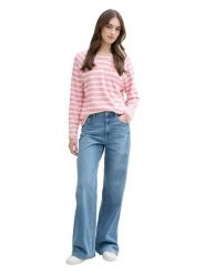 TOM TAILOR Denim Koszulka w kolorze jasnoróżowo-białym rozmiar: M. Białe bluzki damskie Tom Tailor Denim, m, bez wzorów, z bawełny, bez kołnierzyka, bez ramiączek. Za 87.81 zł.