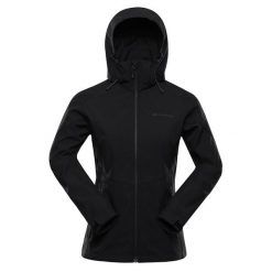 Kurtka damska trekkingowa softshell Alpine Pro Gedera. Czarne kurtki damskie Alpine Pro, bez wzorów, z softshellu, bez kaptura. W wyprzedaży za 499.00 zł.