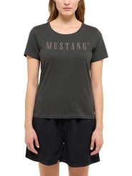 Mustang Koszulka "Alma" w kolorze antracytowym rozmiar: XL. Czarne bluzki damskie Mustang, xl, bez wzorów, z bawełny, bez kołnierzyka, bez ramiączek. Za 59.45 zł.