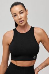 Stanik sportowy fitness seamless Rough Radical Linea Sports Bra. Czarne biustonosze sportowe damskie ROUGH RADICAL, bez wzorów, z elastanu. Za 139.90 zł.