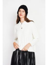 ASSUILI Sweter w kolorze białym rozmiar: 42. Białe swetry klasyczne damskie Assuili, ze splotem, bez kołnierzyka. Za 113.99 zł.