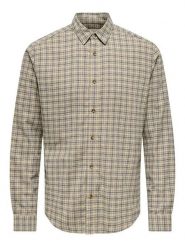 ONLY & SONS Koszula - Regular fit - w kolorze szarobrązowym rozmiar: XXL. Brązowe koszule męskie Only & Sons, xxl, bez wzorów, z bawełny, bez kołnierzyka, bez ramiączek. Za 109.95 zł.