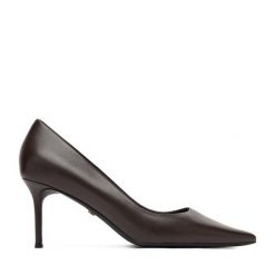 Szpilki GINO ROSSI. Brązowe szpilki Gino Rossi, bez wzorów, bez obcasa. Za 299.99 zł.