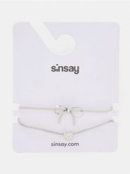 Bransoletki z błyszczącym wykończeniem 2 pack - srebrny. Szare bransoletki damskie Sinsay, srebrne. Za 9.99 zł.