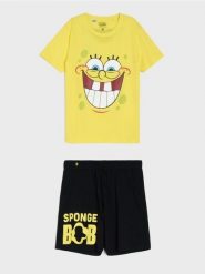 Bawełniana piżama dwuczęściowa z nadrukiem SpongeBob - wielobarwny. Piżamy męskie Sinsay, l, bez wzorów, z bawełny, bez ramiączek. Za 49.99 zł.