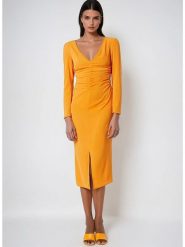 Monki Sukienka w kolorze pomarańczowym rozmiar: 36. Pomarańczowe sukienki damskie Monki, na co dzień, bez wzorów, bez kołnierzyka, bez ramiączek, midi, proste. Za 39.31 zł.