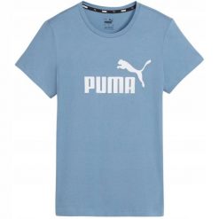 Damska Koszulka Z Logo Essential. Niebieskie bluzki damskie Puma, bez wzorów, sportowe, bez kołnierzyka, bez ramiączek. Za 120.99 zł.