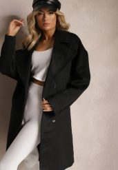 Czarny Klasyczny Płaszcz Wiązany Paskiem w Talii Aniele. Czarne płaszcze damskie Renee, l, bez wzorów, klasyczne. Za 349.99 zł.
