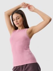 4F Top slim bezszwowy damski - pudrowy róż M/L. Czerwone topy damskie 4f, l, bez wzorów, z dzianiny, bez kołnierzyka. W wyprzedaży za 39.99 zł.