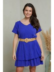 Curvy Lady Sukienka w kolorze niebieskim rozmiar: 44/46. Niebieskie sukienki damskie Curvy Lady, bez wzorów, klasyczne, bez kołnierzyka, bez ramiączek, midi. Za 150.45 zł.