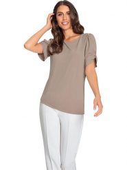 Heine Koszulka w kolorze beżowym rozmiar: 38. Brązowe bluzki damskie Heine, bez wzorów, bez kołnierzyka. Za 56.99 zł.