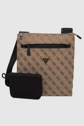 GUESS Brązowa torba męska na ramię w logo z saszetką. Brązowe saszetki męskie Guess, z aplikacjami, na ramię. W wyprzedaży za 359.99 zł.