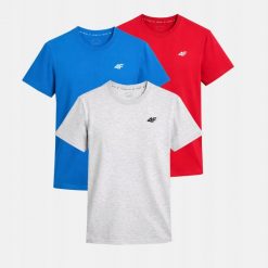 KOMPLET KOSZULEK MĘSKICH 4F ZESTAW 3PAK T-SHIRT TTSHM3341. T-shirty męskie 4f, m, bez wzorów, z bawełny, bez kołnierzyka. Za 113.70 zł.