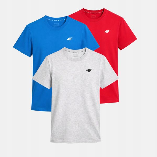 KOMPLET KOSZULEK MĘSKICH 4F ZESTAW 3PAK T-SHIRT TTSHM3341. T-shirty męskie 4f, m, bez wzorów, z bawełny, bez kołnierzyka. Za 113.70 zł.