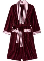 Szlafrok z frotte. Czerwone szlafroki damskie bonprix, z aplikacjami, z bawełny. Za 139.99 zł.
