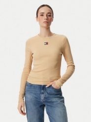Tommy Jeans Bluzka DW0DW20178 Żółty Slim Fit. Żółte bluzki damskie Tommy Jeans, m, bez wzorów, z bawełny, bez kołnierzyka, bez ramiączek. Za 189.99 zł.