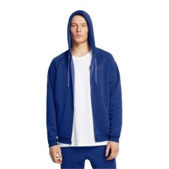 Męska bluza z kapturem na zamek (Niebieska). Niebieskie bluzy z kapturem męskie Under Armour, na zimę, m, z materiału. Za 313.95 zł.