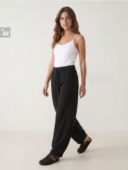 Spodnie dresowe barrel fleece - czarny. Czarne spodnie sportowe damskie Sinsay, l, z dresówki. Za 39.99 zł.
