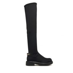 Muszkieterki LOVE MOSCHINO. Czarne kozaki damskie Love Moschino, bez obcasa, na płaskiej podeszwie. Za 1,099.00 zł.