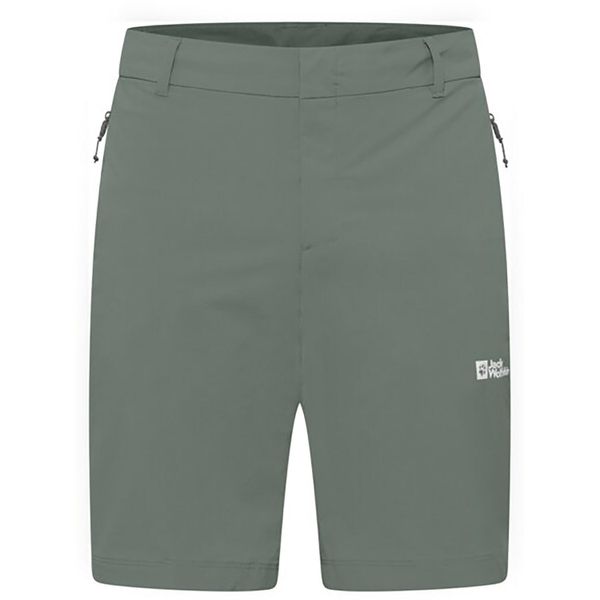 Spodenki trekkingowe męskie Jack Wolfskin Hikeout. Zielone szorty męskie Jack Wolfskin, bez wzorów, sportowe. Za 269.99 zł.