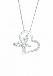 Elli Damski Serce Motyla wisior Elegancki z kryształami cyrkonii w srebrze próby 925 Sterling Silver Naszyjniki 1 ct. Szare naszyjniki damskie Elli, srebrne. Za 203.99 zł.