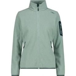 Kurtka polarowa CMP damska Knit-Tech 100% poliester – 09EU JADE-TREK GREEN. Zielone kurtki damskie CMP, bez wzorów, z materiału, bez kaptura. Za 284.85 zł.