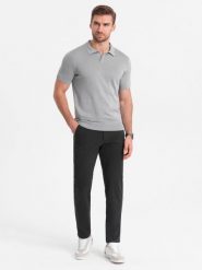 Eleganckie męskie spodnie chino SLIM FIT - grafitowe V2 OM-PACP-0191 - XXL. Szare spodnie materiałowe męskie Ombre Clothing, bez wzorów, z materiału, eleganckie. Za 233.99 zł.