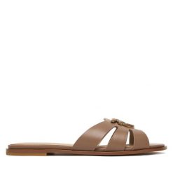 Klapki PINKO. Brązowe klapki damskie Pinko, bez wzorów, bez obcasa. Za 919.99 zł.