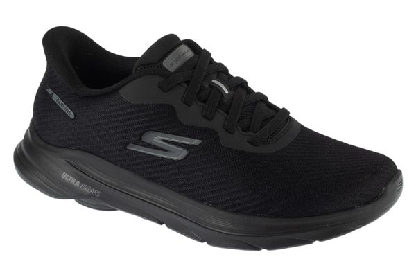 Buty sportowe Sneakersy męskie, Slip-Ins: GO Walk 8 - Pate. Czarne buty sportowe na co dzień męskie Skechers, z materiału, bez zapięcia, trekkingowe. Za 399.99 zł.