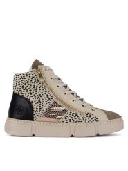 Rieker Trzewiki N5931-62 Beżowy. Brązowe botki damskie Rieker, z materiału, bez obcasa, na płaskiej podeszwie, bez zapięcia. Za 249.99 zł.